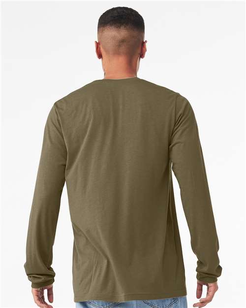 BELLA + CANVAS Heather CVC Long Sleeve Tee 3501CVC - Heather Olive