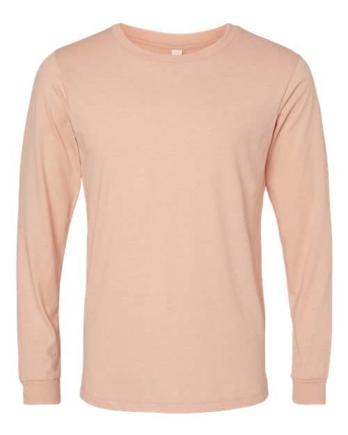 BELLA + CANVAS Heather CVC Long Sleeve Tee 3501CVC - Heather Peach