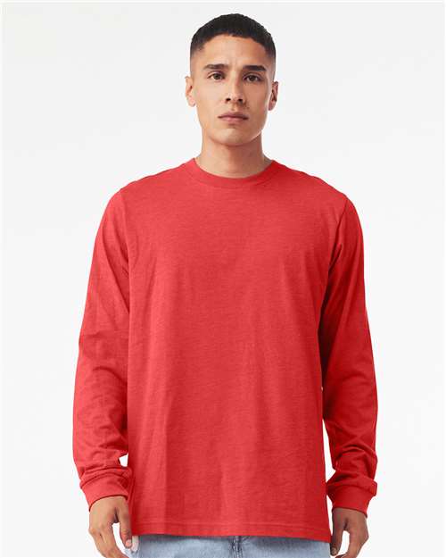 BELLA + CANVAS Heather CVC Long Sleeve Tee 3501CVC - Heather Red