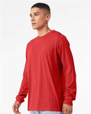 BELLA + CANVAS Heather CVC Long Sleeve Tee 3501CVC - Heather Red