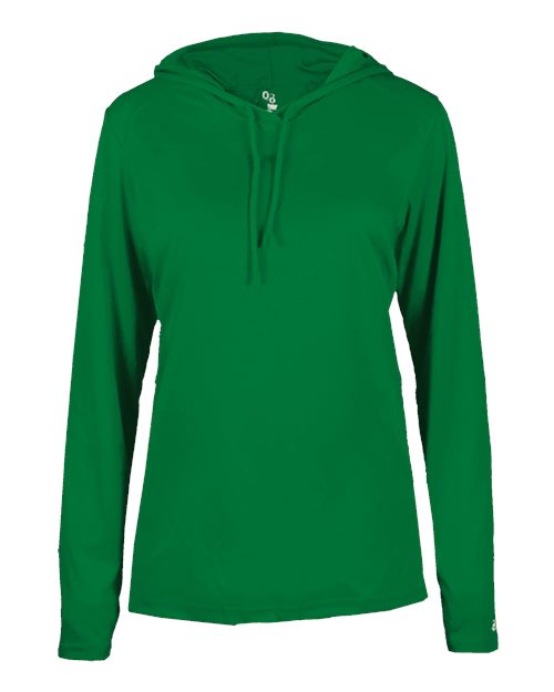 Badger Women's B-Core Long Sleeve Hooded T-Shirt 4165 - Kelly