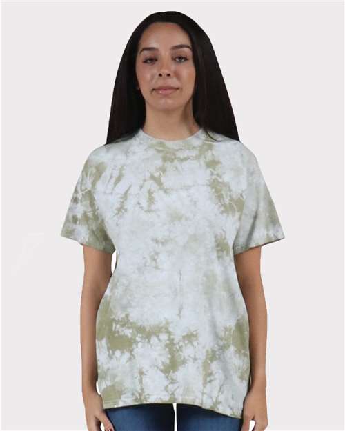 Dyenomite Crystal Tie-Dyed T-Shirt 200CR - Olive Oil