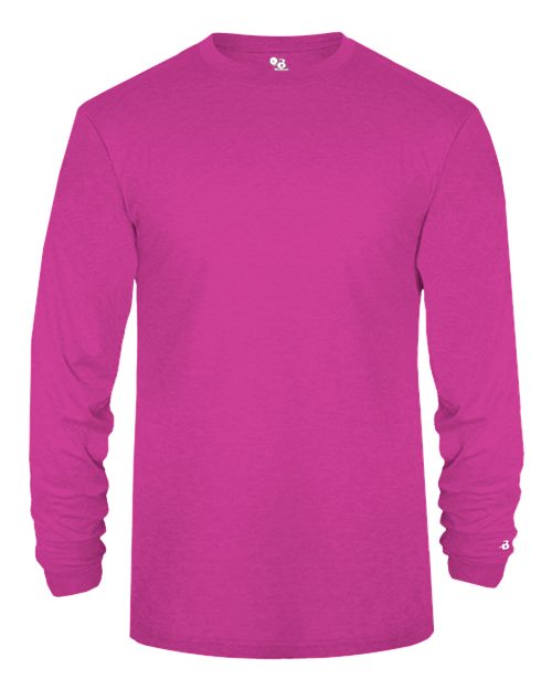 Badger Youth Triblend Long Sleeve T-Shirt 2944 - Hot Pink Heather