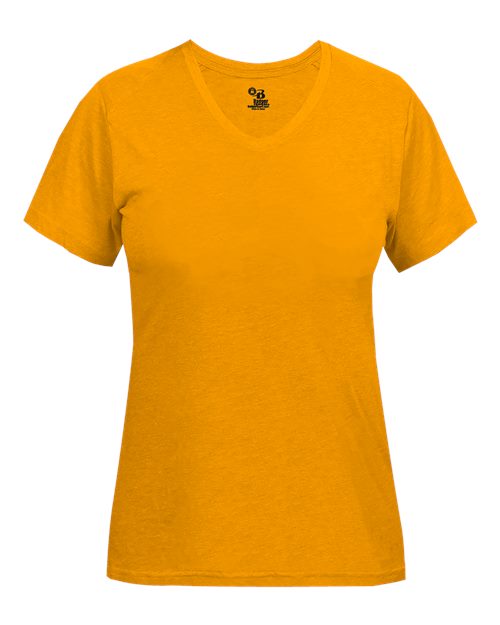 Badger Women’s Triblend Performance V-Neck Short Sleeve T-Shirt 4962 - Gold Heather