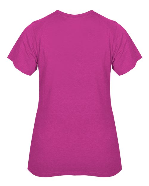 Badger Women’s Triblend Performance V-Neck Short Sleeve T-Shirt 4962 - Hot Pink Heather
