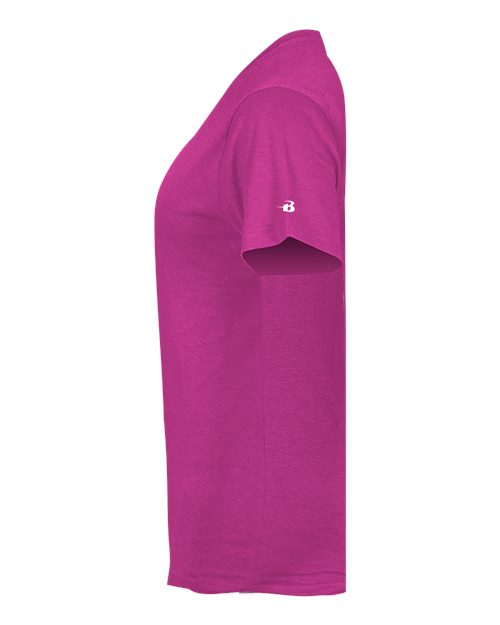 Badger Women’s Triblend Performance V-Neck Short Sleeve T-Shirt 4962 - Hot Pink Heather