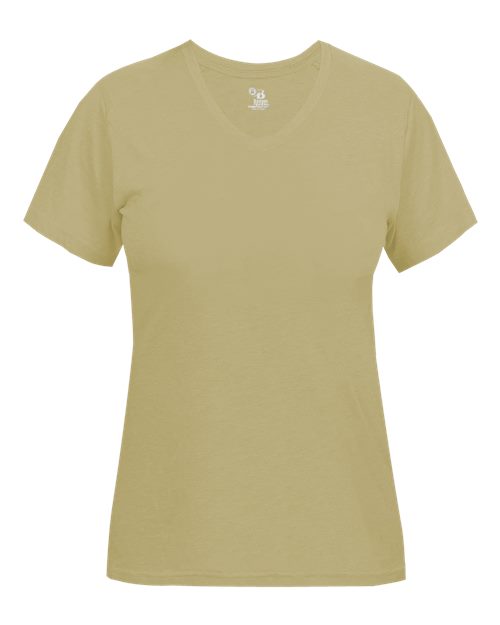 Badger Women’s Triblend Performance V-Neck Short Sleeve T-Shirt 4962 - Vegas Gold Heather