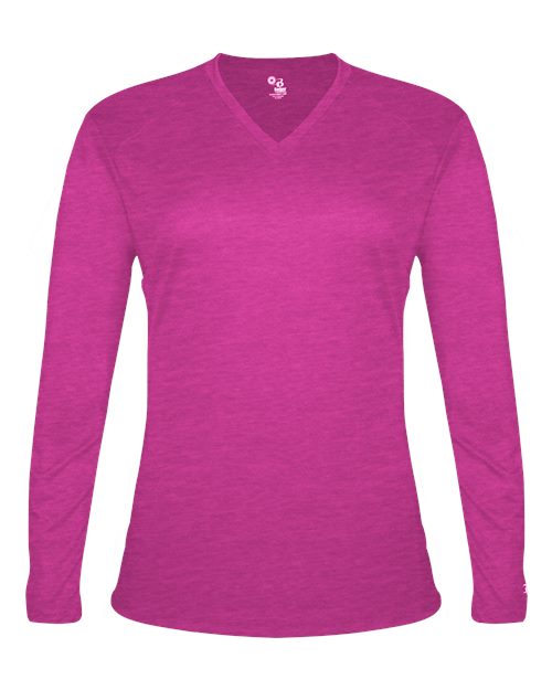 Badger Women's Tri-Blend Long Sleeve T-Shirt 4964 - Hot Pink Heather