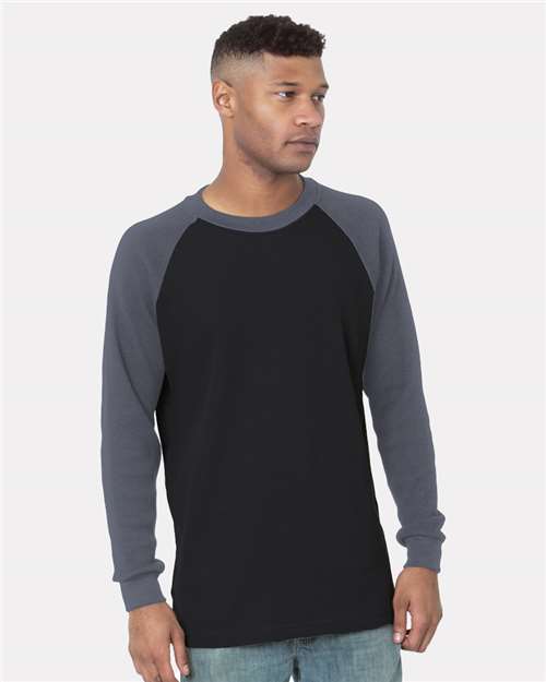 Bayside USA-Made Heavyweight Waffle Knit Thermal Raglan T-Shirt 8211