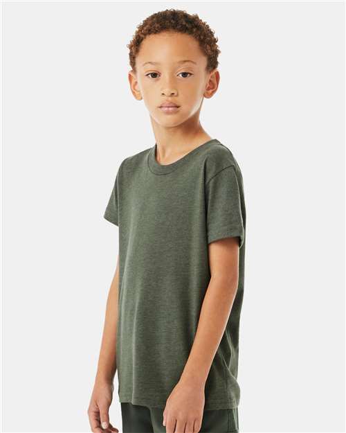 BELLA + CANVAS Youth CVC Jersey Tee 3001YCVC - Heather Military Green