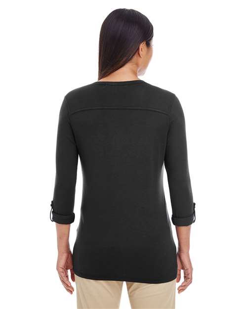 Devon & Jones Women's Perfect Fit™ Y-Placket Convertible Sleeve Knit Top DP186W