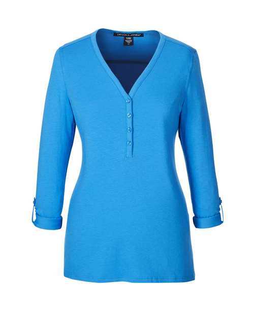 Devon & Jones Women's Perfect Fit™ Y-Placket Convertible Sleeve Knit Top DP186W
