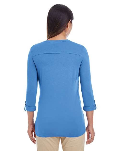 Devon & Jones Women's Perfect Fit™ Y-Placket Convertible Sleeve Knit Top DP186W
