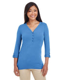 Devon & Jones Women's Perfect Fit™ Y-Placket Convertible Sleeve Knit Top DP186W