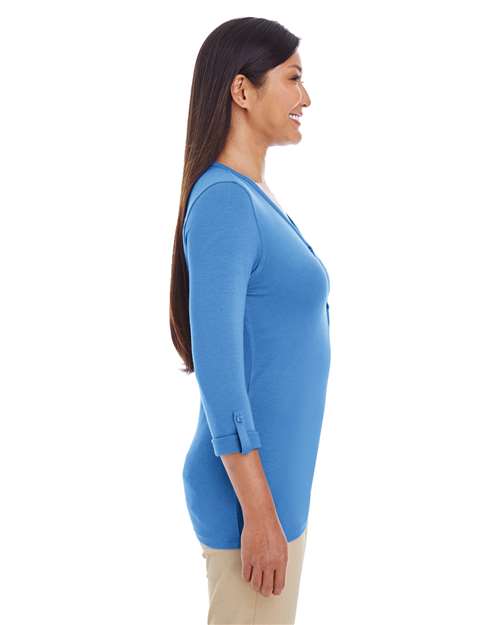 Devon & Jones Women's Perfect Fit™ Y-Placket Convertible Sleeve Knit Top DP186W