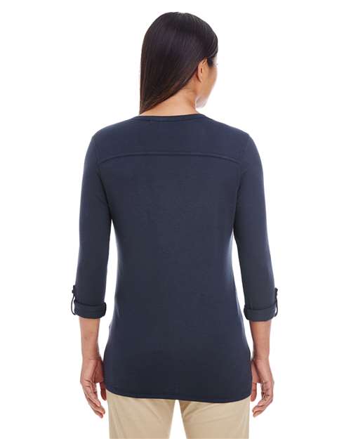 Devon & Jones Women's Perfect Fit™ Y-Placket Convertible Sleeve Knit Top DP186W