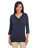 Devon & Jones Women's Perfect Fit™ Y-Placket Convertible Sleeve Knit Top DP186W