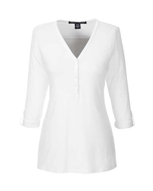 Devon & Jones Women's Perfect Fit™ Y-Placket Convertible Sleeve Knit Top DP186W