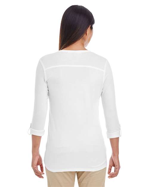 Devon & Jones Women's Perfect Fit™ Y-Placket Convertible Sleeve Knit Top DP186W