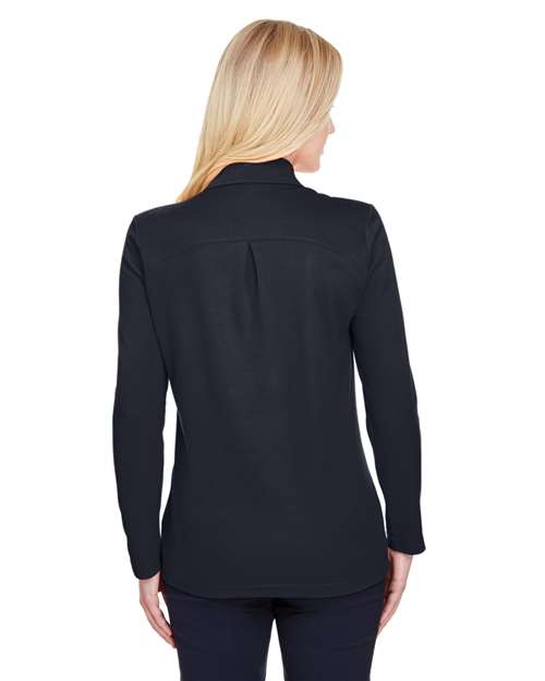 Devon & Jones Women's CrownLux Performance® Plaited Long Sleeve Polo DG20LW