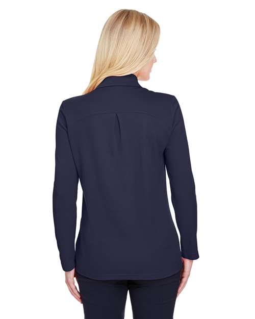 Devon & Jones Women's CrownLux Performance® Plaited Long Sleeve Polo DG20LW