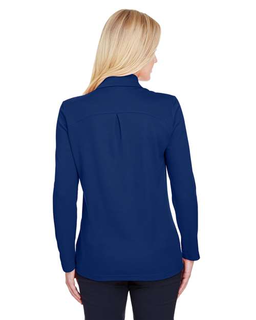 Devon & Jones Women's CrownLux Performance® Plaited Long Sleeve Polo DG20LW