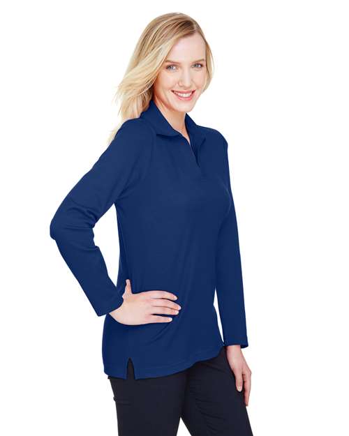 Devon & Jones Women's CrownLux Performance® Plaited Long Sleeve Polo DG20LW