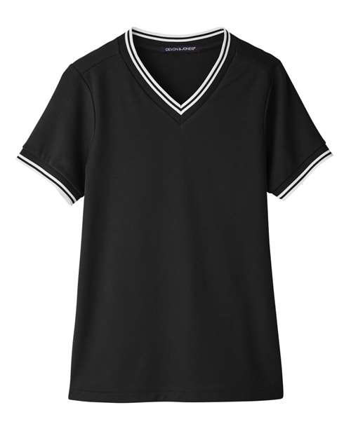 Devon & Jones Women's CrownLux Performance® Plaited Tipped V-Neck Shirt DG20CW