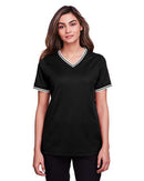 Devon & Jones Women's CrownLux Performance® Plaited Tipped V-Neck Shirt DG20CW