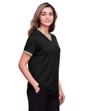 Devon & Jones Women's CrownLux Performance® Plaited Tipped V-Neck Shirt DG20CW