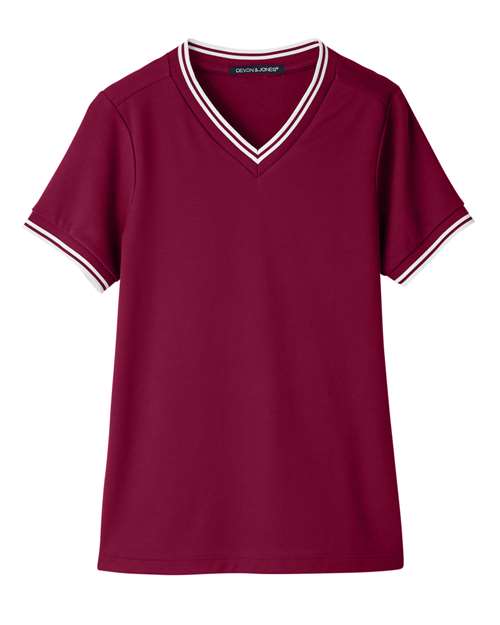 Devon & Jones Women's CrownLux Performance® Plaited Tipped V-Neck Shirt DG20CW
