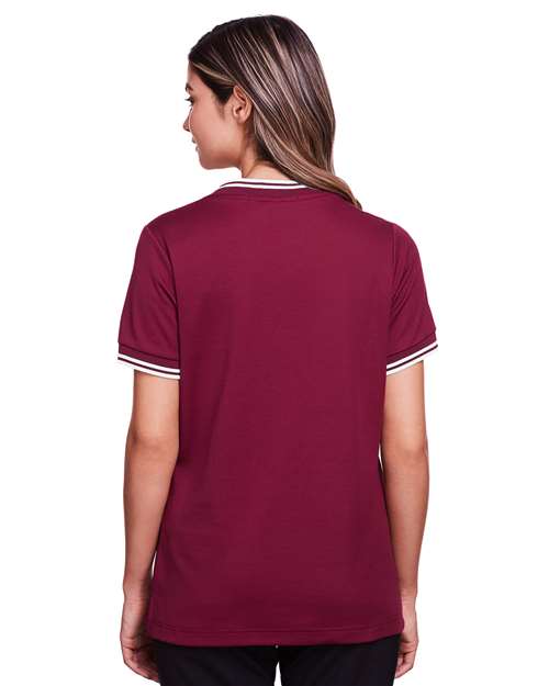 Devon & Jones Women's CrownLux Performance® Plaited Tipped V-Neck Shirt DG20CW