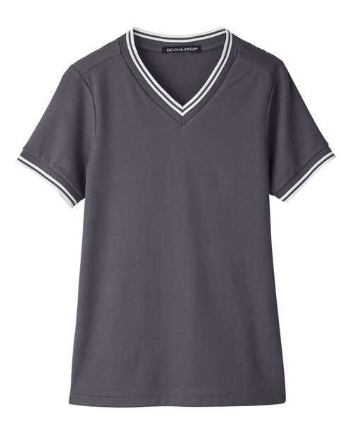 Devon & Jones Women's CrownLux Performance® Plaited Tipped V-Neck Shirt DG20CW