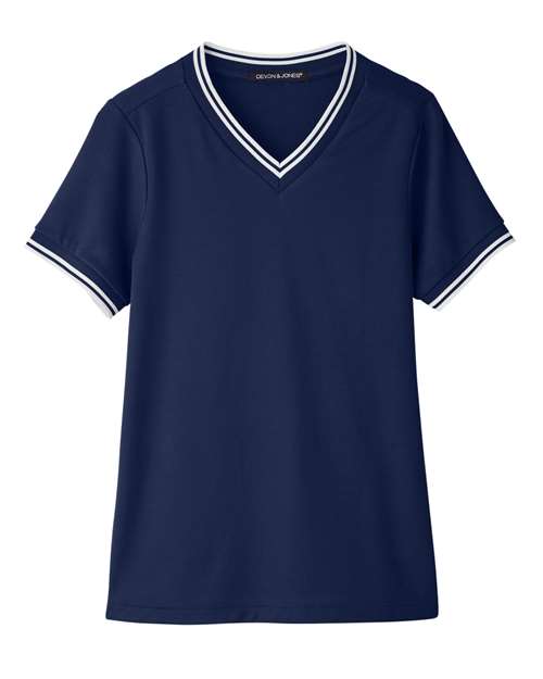 Devon & Jones Women's CrownLux Performance® Plaited Tipped V-Neck Shirt DG20CW