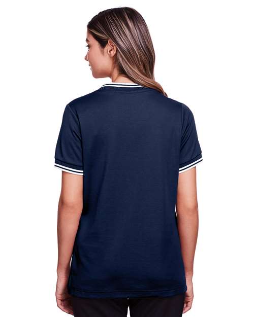 Devon & Jones Women's CrownLux Performance® Plaited Tipped V-Neck Shirt DG20CW
