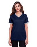 Devon & Jones Women's CrownLux Performance® Plaited Tipped V-Neck Shirt DG20CW