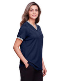 Devon & Jones Women's CrownLux Performance® Plaited Tipped V-Neck Shirt DG20CW