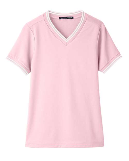 Devon & Jones Women's CrownLux Performance® Plaited Tipped V-Neck Shirt DG20CW