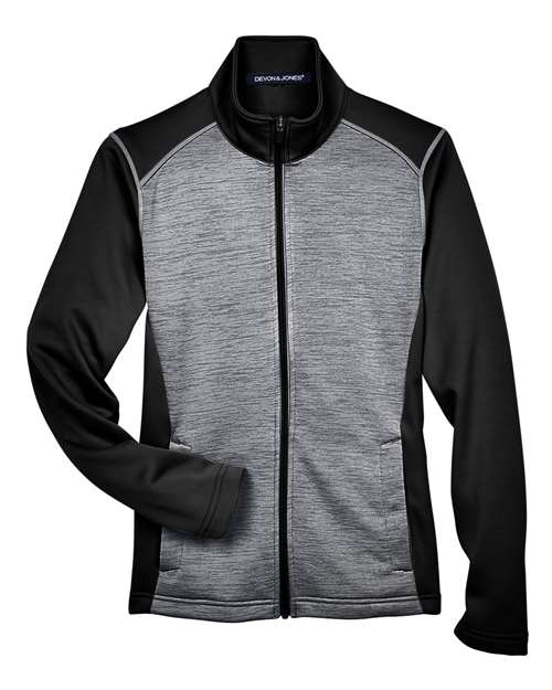 Devon & Jones Women's Newbury Colorblock Mélange Fleece Full-Zip Jacket DG796W
