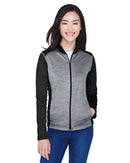 Devon & Jones Women's Newbury Colorblock Mélange Fleece Full-Zip Jacket DG796W