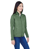Devon & Jones Women's Newbury Colorblock Mélange Fleece Full-Zip Jacket DG796W