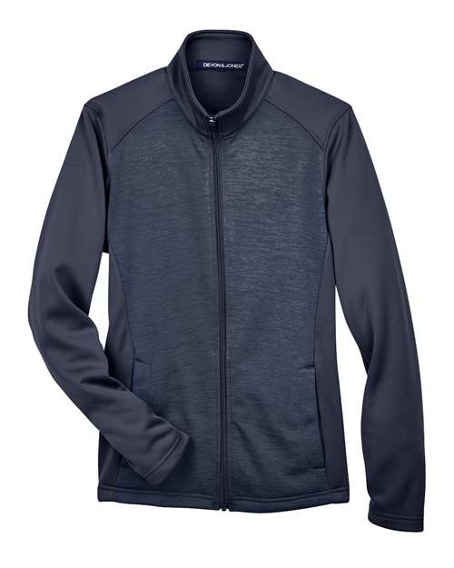 Devon & Jones Women's Newbury Colorblock Mélange Fleece Full-Zip Jacket DG796W