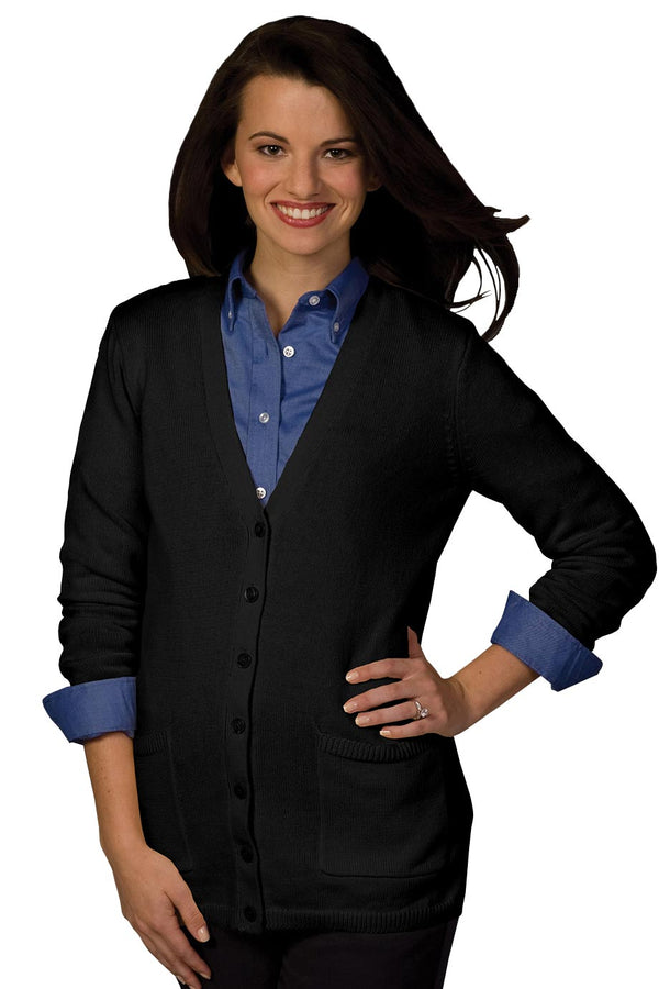 Edwards Ladies V-Neck Long Cardigan Sweater [#119].  Live Chat for Bulk Discounts