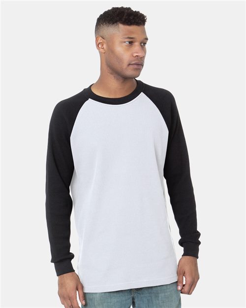 Bayside USA-Made Heavyweight Waffle Knit Thermal Raglan T-Shirt 8211