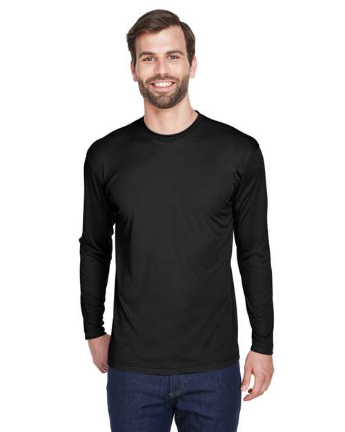 UltraClub Cool & Dry Sport Long Sleeve Performance Interlock T-Shirt 8422 - Black