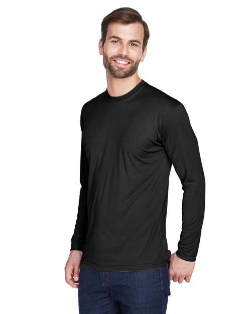 UltraClub Cool & Dry Sport Long Sleeve Performance Interlock T-Shirt 8422 - Black