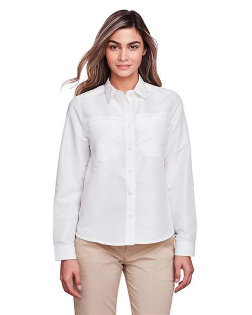 Harriton Women's Key West Long Sleeve Performance Staff Shirt M580LW