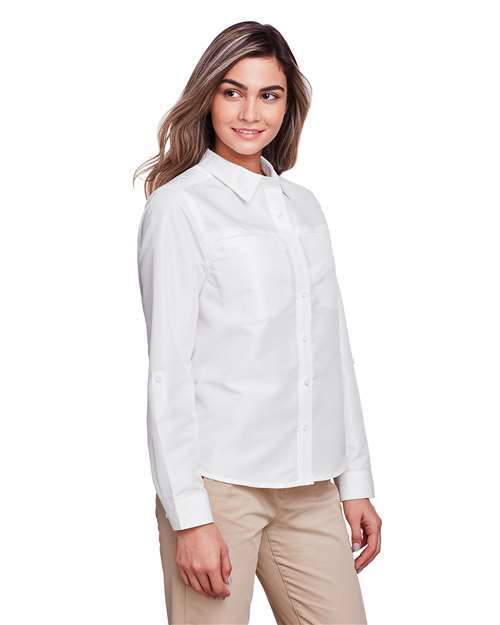 Harriton Women's Key West Long Sleeve Performance Staff Shirt M580LW