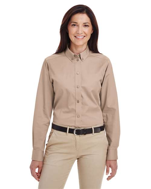 Harriton Women's Foundation Cotton Twill Shirt with Teflon M581W