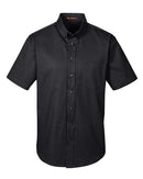Harriton Foundation Short Sleeve Cotton Twill Dress Shirt with Teflon M582